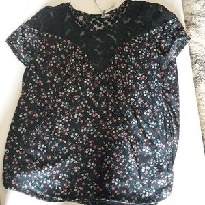 Lauren Conrad Floral Lace Black Top